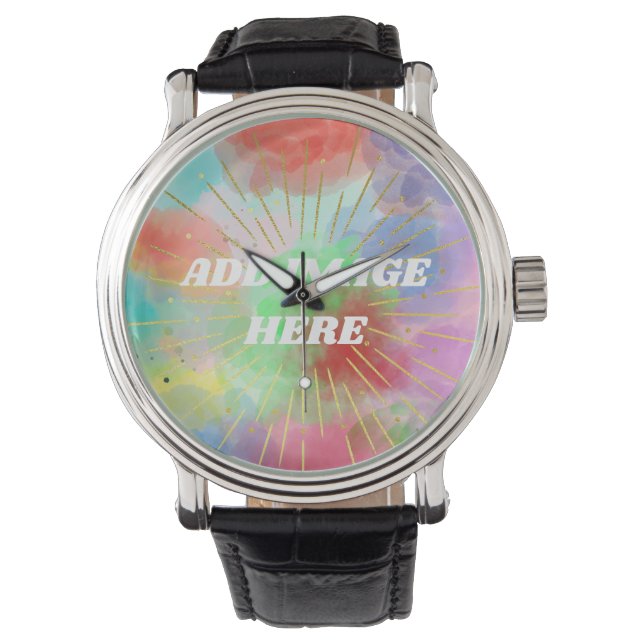 DIY Customized Colourful Summer Watercolor Clouds Watch (Front)