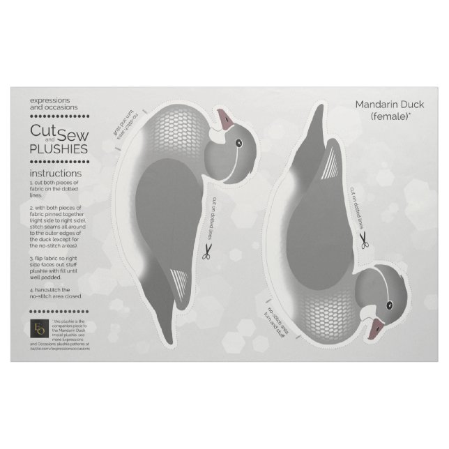 DIY Cut & Sew Plush Female Mandarin Duck Fabric (Fat Quarter)
