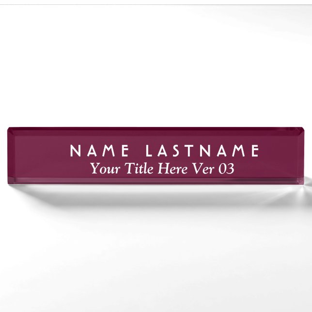 DIY Design Your Own Desk Nameplate V03 MAROON (Front)