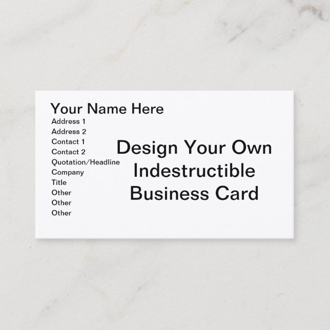 DIY - Design Your Own Indestructible Business Card (Front)