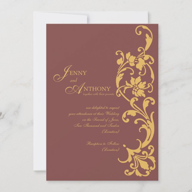 DIY Elegant Simplicity in Brown and Burnt Orange Invitation (Front)