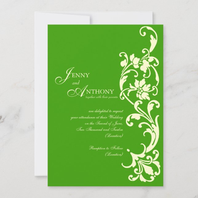 DIY Elegant Simplicity in Emerald and Cream Invitation (Front)