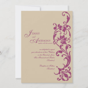 DIY Elegant Simplicity in Wine and Mauve Invitation