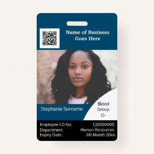 DIY Employee ID card blue black white Badge