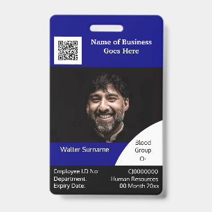 DIY Employee ID card navy black white Badge