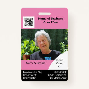 DIY Employee ID card pink black white template Badge
