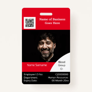 DIY Employee ID card red black white template Badge