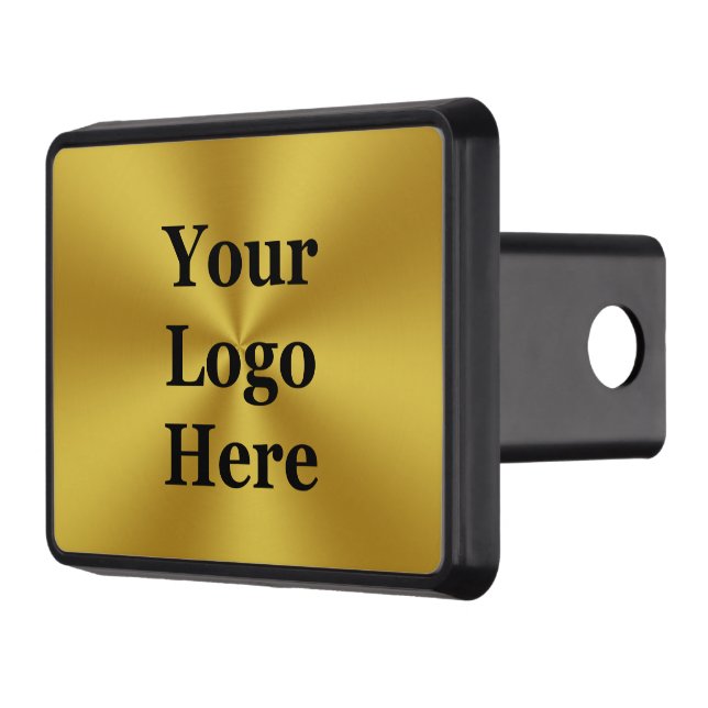 DIY Faux Brushed Gold Look Your Logo Here Trailer Hitch Cover (Left)