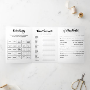 DIY first birthday baby games DIY picture art Tri-Fold Invitation