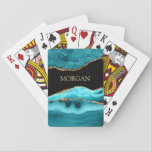 DIY Gold Name on Black, Gold & Teal Agate Playing Cards<br><div class="desc">Personalize your Name In Gold on Black,  Gold & Teal Agate. Click “Edit Using Design Tool” to change colours and type styles.</div>