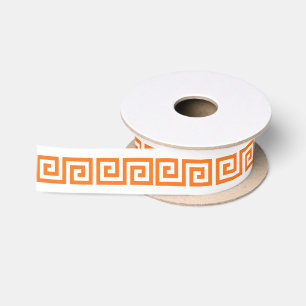 DIY Greek Key “S” & Background Colour Orange White Satin Ribbon