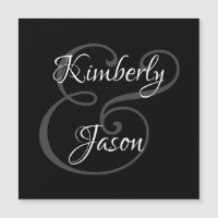 DIY His & Her Script Names, White & Grey on Black