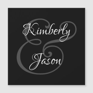 DIY His & Her Script Names, White & Grey on Black