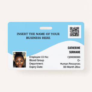DIY ID card blue white modern photo logo template Badge