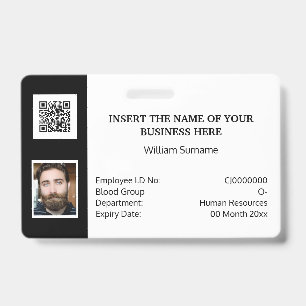 DIY ID card classic simple photo logo black white Badge
