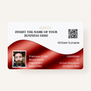 DIY ID card faux red white   photo logo Badge