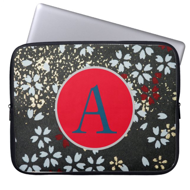 DIY INITIAL JAPANESE ABSTRACT FLORAL NEOPRENE BAG (Front)