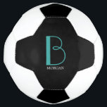DIY Large Monogram & Name, Teal/White Text, Black<br><div class="desc">Personalize this stylish and simple text design with your name in white and your large Monogram in Teal on black background.</div>