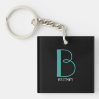 DIY Large Monogram & Name, Teal/White Text, Black