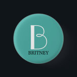 DIY Large Monogram & Name, White/Black Text, Teal<br><div class="desc">Personalize this stylish and simple text design with your name in black and your large Monogram in white on teal background.</div>