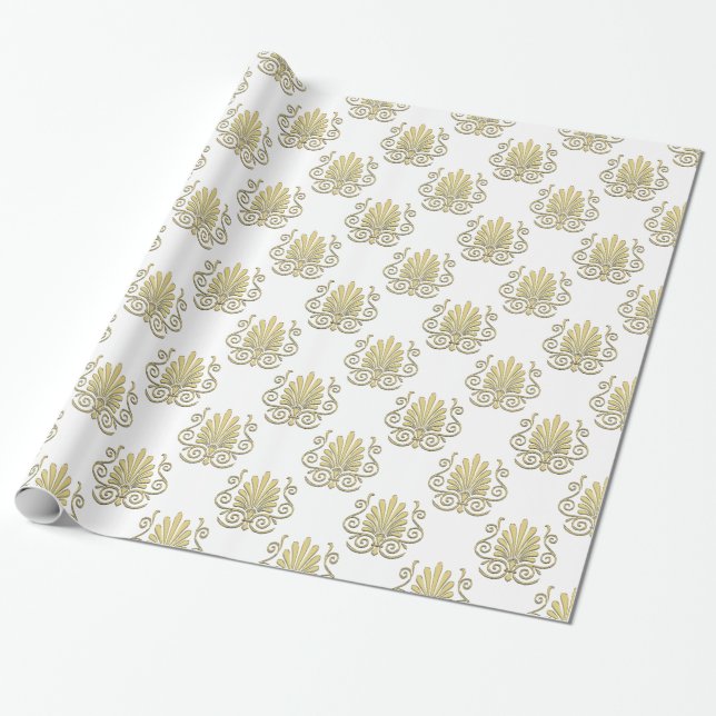 DIY LG Faux Gold Damask Wrapping Paper (Unrolled)