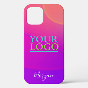 DIY Logo, Art Photo Curved Colour Shapes Name Whit iPhone 12 Case