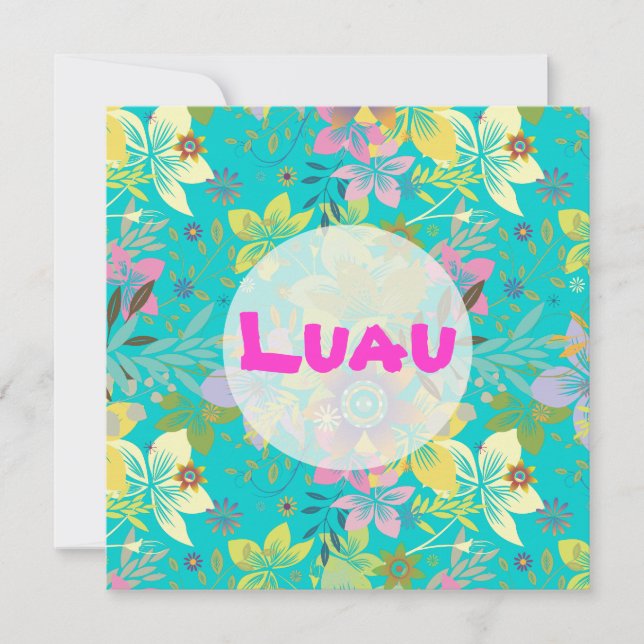 DIY / luau, customizable background/text colours Invitation (Front)