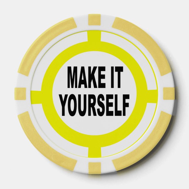 DIY Make It Yourself white and yellow Poker Chips (Front)