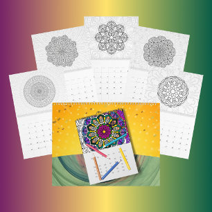 DIY Mandala Colouring Outline Art - Calendar