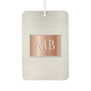 DIY Monogram, Brushed Steel & Rose Gold Metal Air Freshener