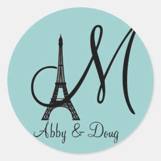 DIY Monogram Eiffel tower design Classic Round Sticker