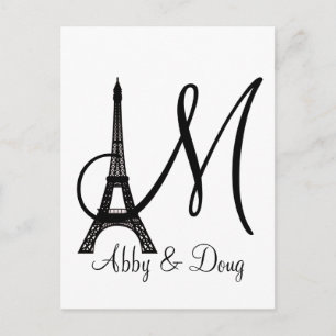 DIY Monogram Eiffel tower design Postcard