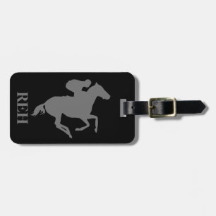 DIY Monogram Grey Race Horse on Any Colour Luggage Tag