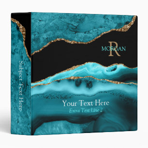 DIY Monogram & Name, All Info, Black & Gold Agate Binder