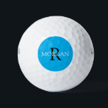 DIY Monogram & Name, Black & White Text, Sky Blue Golf Balls<br><div class="desc">Personalize with your Monogram and Name In Black and white Text. This simple Sky Blue Design can also be used to promote your Company Name.</div>