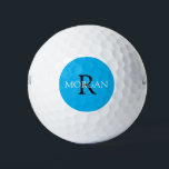 DIY Monogram & Name, Black & White Text, Sky Blue Golf Balls<br><div class="desc">Personalize with your Monogram and Name In Black and white Text. This simple Sky Blue Design can also be used to promote your Company Name.</div>