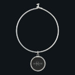 DIY Monogram & Name, Classic Black with Grey Text Bangle Bracelet<br><div class="desc">Personalize with your Monogram and Name In Grey Text. This simple Classic Black Design is sure to get attention.</div>