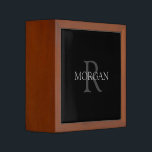 DIY Monogram & Name, Classic Black with Grey Text Desk Organizer<br><div class="desc">Personalize with your Monogram and Name In Grey Text. This simple Classic Black Design can also be used to promote your Company Name.</div>