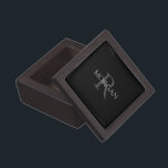 DIY Monogram & Name, Classic Black with Grey Text Gift Box<br><div class="desc">Personalize with your Monogram and Name In Grey Text. This simple Classic Design is sure to get attention.</div>
