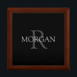 DIY Monogram & Name, Classic Black with Grey Text Gift Box<br><div class="desc">Personalize with your Monogram and Name In Grey Text. This simple Classic Design is sure to get attention.</div>