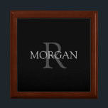 DIY Monogram & Name, Classic Black with Grey Text Gift Box<br><div class="desc">Personalize with your Monogram and Name In Grey Text. This simple Classic Design is sure to get attention.</div>