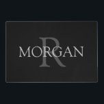 DIY Monogram & Name, Classic Black with Grey Text Laminated Place Mat<br><div class="desc">Personalize with your Monogram and Name In Grey Text. This simple Classic Black Design can also be used to promote your Company Name.</div>