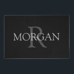 DIY Monogram & Name, Classic Black with Grey Text Laminated Place Mat<br><div class="desc">Personalize with your Monogram and Name In Grey Text. This simple Classic Black Design can also be used to promote your Company Name.</div>