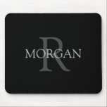 DIY Monogram & Name, Classic Black with Grey Text Mouse Pad<br><div class="desc">Personalize with your Monogram and Name In Grey Text. This simple Classic Black Design can also be used to promote your Company Name.</div>