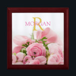 DIY Monogram & Name, Gold/Pink, Flowers Gift Box<br><div class="desc">Personalize with your Monogram and Name In Gold and Pink Text with beautiful pink flowers photo or use your photo. This simple Classic Design is sure to get attention.</div>