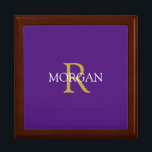DIY Monogram & Name, Gold/White Text, Royal Purple Gift Box<br><div class="desc">Personalize with your Monogram and Name In Gold and White Text on Royal Purple background. This simple Classic Design is sure to get attention.</div>