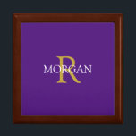 DIY Monogram & Name, Gold/White Text, Royal Purple Gift Box<br><div class="desc">Personalize with your Monogram and Name In Gold and White Text on Royal Purple background. This simple Classic Design is sure to get attention.</div>