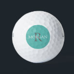 DIY Monogram & Name, Grey & White Text, Teal Golf Balls<br><div class="desc">Personalize with your Monogram and Name In Grey and white Text. This simple Teal Design can also be used to promote your Company Name.</div>