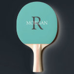 DIY Monogram & Name, Grey & White Text, Teal Ping Pong Paddle<br><div class="desc">Personalize with your Monogram and Name In Grey and White text. This simple Classic Teal Design can also be used to promote your Company Name.</div>