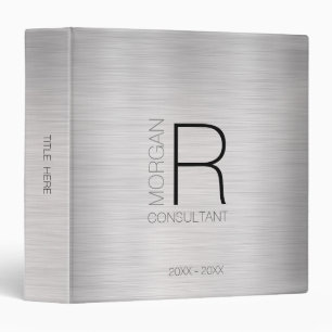DIY Monogram Name Profession Date, Blk Grey Silver Binder